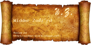 Widder Zoárd névjegykártya